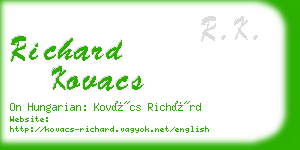 richard kovacs business card